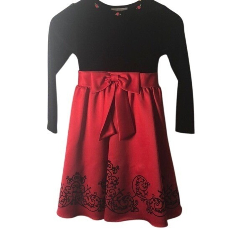 RARE EDITIONS Holiday Girls' Red &‎ Black Dress 6X